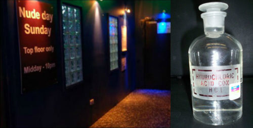 Police say an alarm sounded when a man tried to replace lubricant with acid at a Sydney sex club.