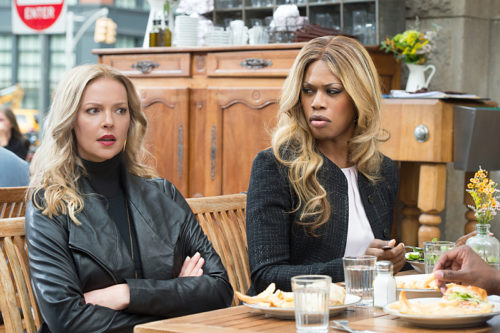 Laverne Cox, right, stars alongside Katherine Heigl in "Doubt" on CBS