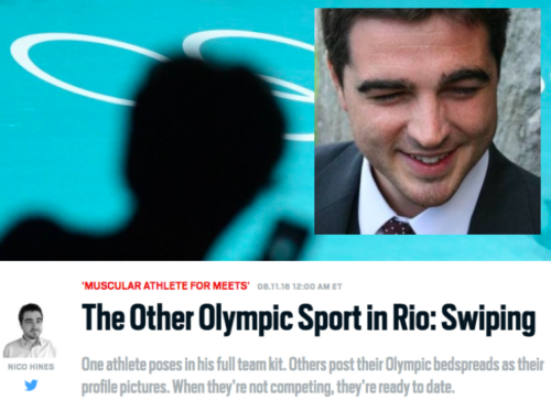 Nico Hines and the headline from his article outing gay Olympians