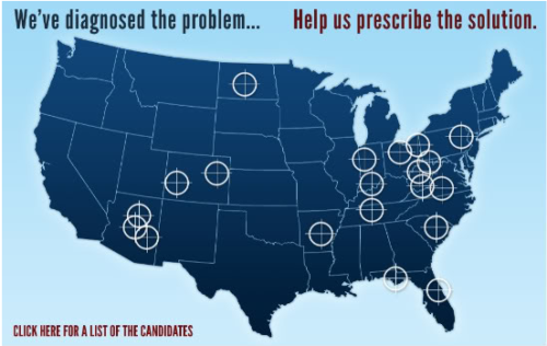 Graphic from Sarah Palin's crosshair hit list of political candidates.