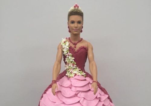 Close up of Marlene Goetzeler's Ken doll cake