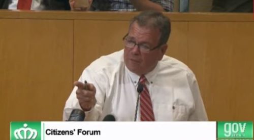 Flip Benham speaking at the Charlotte City Council meeting. Flip Benham