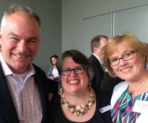 Tim Kaine, Carol Schall, and Mary Townley in a photo posted to Schall's Facebook page in July.