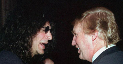 Broadcast personality Howard Stern speaks with Donald Trump at a party given by the New York Post, Feb. 9, 2000, in New York. stern trump