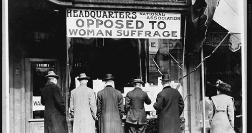Picture of the entrance of the National Association Opposed To Woman Suffrage's headquarters.