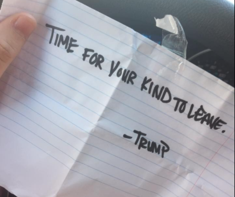 A lesbian couple in Ridgefield, Washington say they found this note taped to their door following the election.
