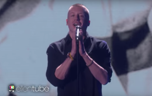 Macklemore performed "Wednesday Morning" on "The Ellen Show."