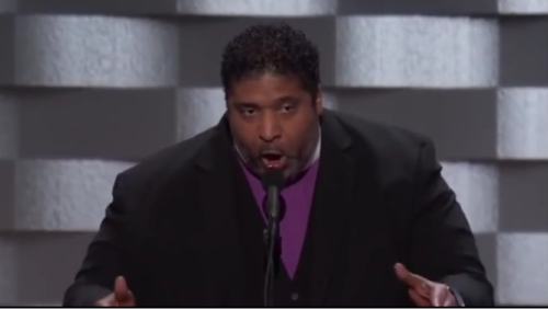 Rev. William Barber speaking at the 2016 DNC. Rev Barber