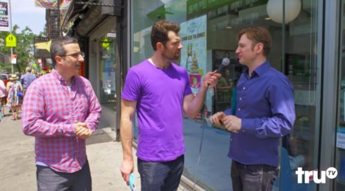 John Oliver and Billy Eichner talk to people on the street