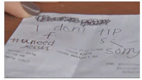 A gay waiter in Kentucky says he received a homophobic slur instead of a tip.