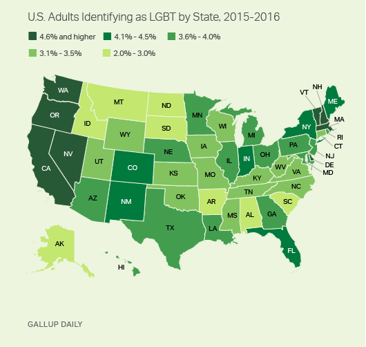 Can you name the place with the highest percentage of LGBTQ people in