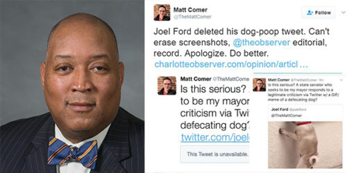 Sen. Joel Ford and his offensive tweet. Joel Ford dog pooping tweet