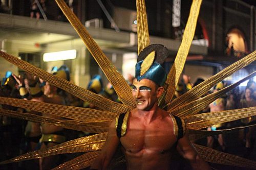 A man walks in the Sydney Gay and Lesbian Mardi Gras parade in 2010.