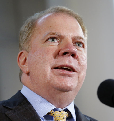 FILE- In this Oct. 10, 2016, file photo, Seattle Mayor Ed Murray speaks at a celebration of Indigenous Peoples' Day in Seattle, Wash. On Thursday, April 6, 2017, Murray was sued by a man who claimed Murray abused him 30 years ago when he was a teenager. Murray's personal spokesman, Jeff Reading, said in a statement that the allegations are false, politically motivated and that Murray would fight them.