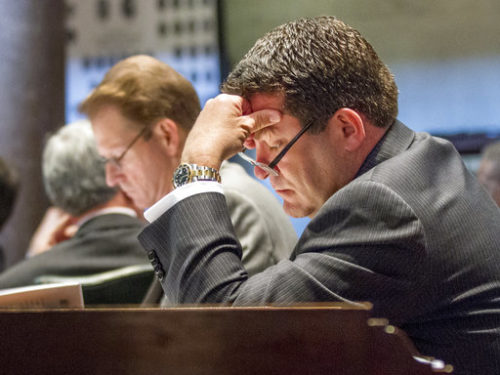 State Sen. Mark Green, R-Clarksville, sits at his desk in the Senate chamber in Nashville, Tenn. President Donald Trump is planning to nominate Green to be Army secretary after his first choice withdrew his name from consideration. Mark Green