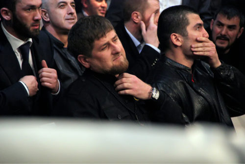 Chechen President Ramzan Kadyrov watches a boxing match in 2010.