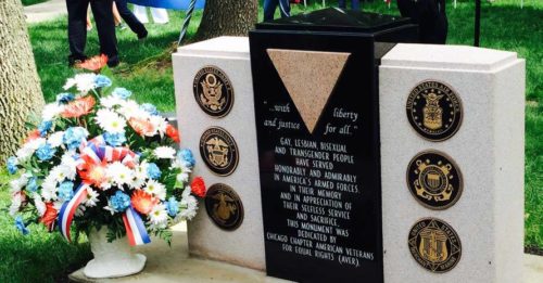 A monument to LGBTQ veterans in Chicago.