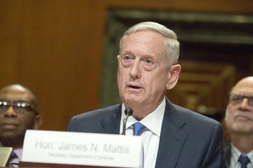 Defense Secretary James Mattis speaking at a Senate committee meeting last year.