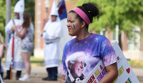 KKK members protested an Equality March event in Florence, Alabama on Sunday. KKK protest Equality March