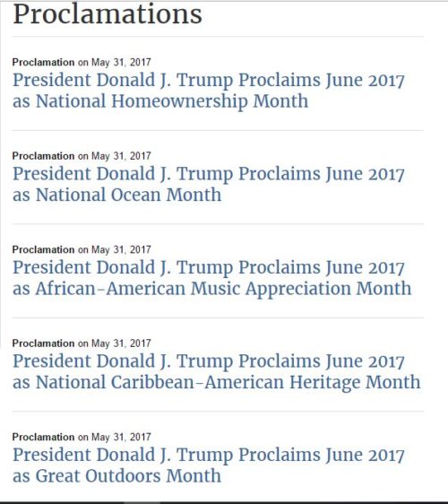 White House June proclamations