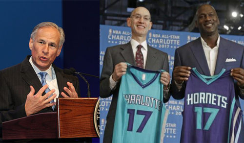 Gov. Greg Abbott has called a special session to address several issues, including trans bathroom use. North Carolina lost the NBA All-Star game in 2017 over the issue, but got it back for 2019 over a bogus compromise.