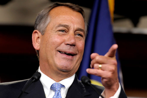 Former House Speaker John Boehner of Ohio calls on a reporter during a news conference on Capitol Hill in Washington, Friday, Nov. 9, 2012.