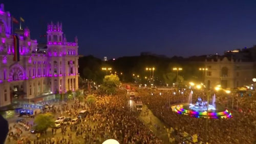 A huge crowd celebrates Madrid World Pride 2017. Madrid World Pride