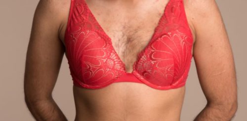 man wearing bra
