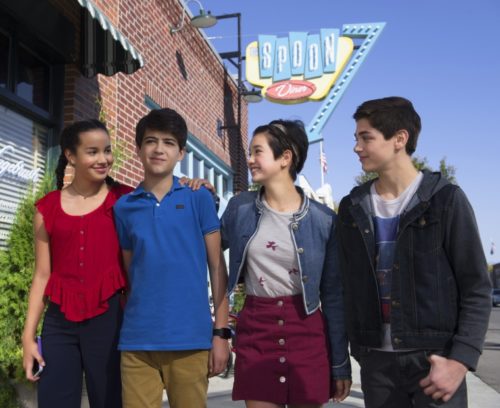 "Andi Mack" cast (left to right): Buffy (Sofia Wylie), Cyrus (Joshua Rush), Andi (Peyton Elizabeth Lee), Jonah (Asher Angel). Andi Mack Disney