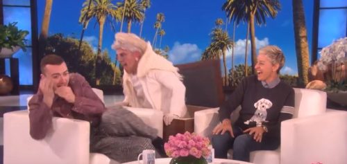 Sam Smith gets the (second) scare of his life on "Ellen." ellen sam smith