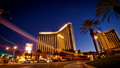 Night view of Mandalay Bay Hotel and Casino on the Las Vegas Strip, Nevada July 13, 2011
