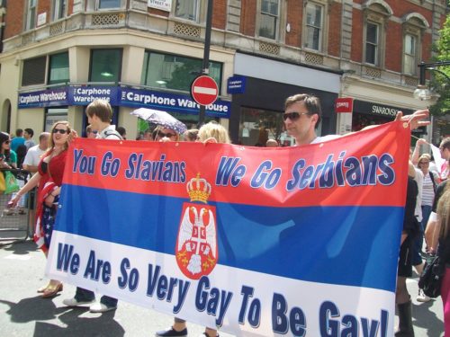 The Serbian contingent at Pride in London in 2010.