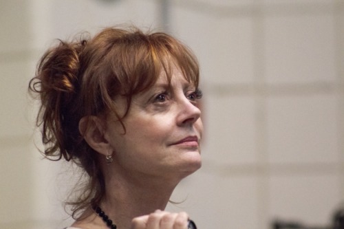Susan Sarandon campaigning for Bernie Sanders during the 2016 presidential campaign. Susan Sarandon