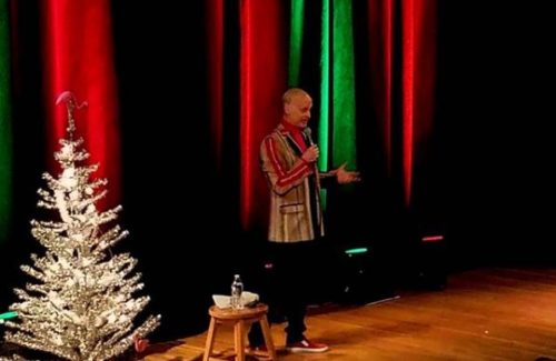 John Waters performing his Christmas show. John Waters Christmas