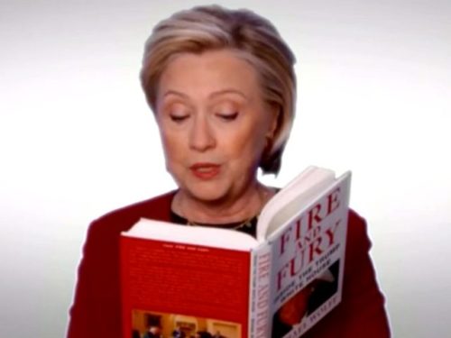 Hillary Clinton reads an excerpt from Michael Wolff's "Fire & Fury" at the Grammys.