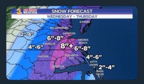 The Norfolk, Virginia "bomb cyclone" prediction.