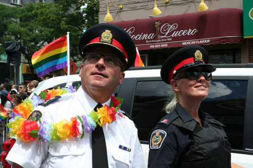 Two Niagara region police officers in Toronto's 2012 parade.