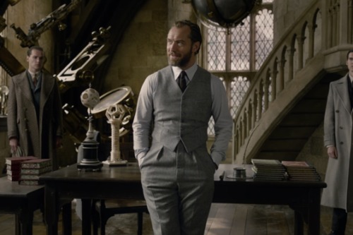 Jude Law portrays a young Albus Dumbledore in the Fantastic Beasts franchise. Jude Law portrays a young Albus Dumbledore in the Fantastic Beasts franchise.