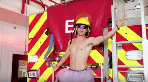 Paris, TX firefighter Chase Reynolds performs "Barbie Girl" as part of a lip synch video. Paris, TX firefighter Chase Reynolds performs "Barbie Girl" as part of a lip synch video.