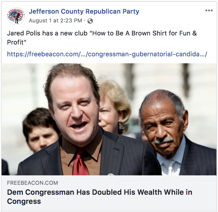 Facebook post from Jefferson County Republicans