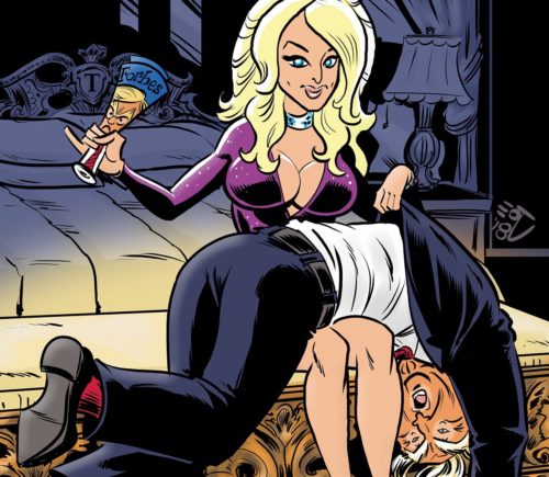 Stormy Daniels spanks Donald Trump on the cover of the new comic book "Political Power: Stormy Daniels." Stormy Daniels spanks Donald Trump on the cover of the new comic book "Political Power: Stormy Daniels."