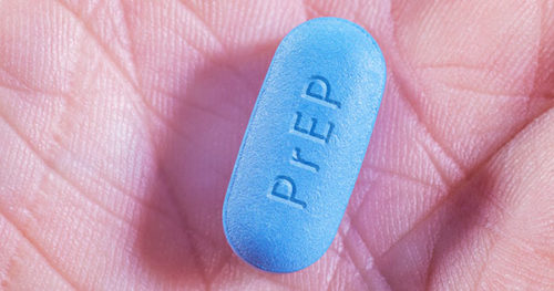 Blue pill labeled "PrEP"