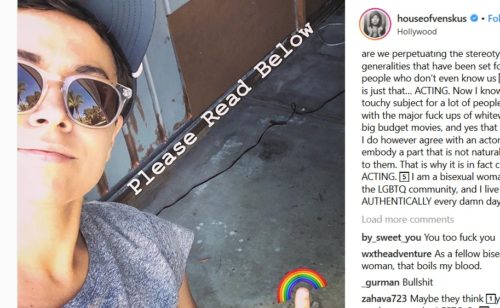 A screenshot of an Instagram post with a picture of Briana Venskus, a rainbow, and text.