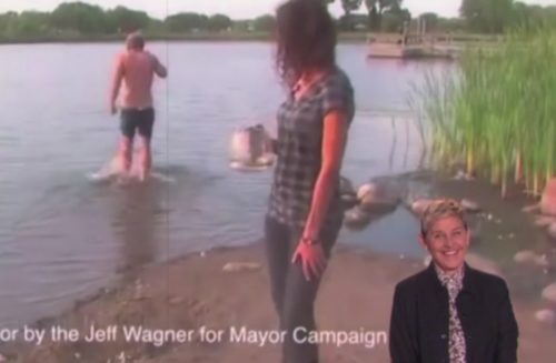 Ellen makes fun of a political ad.