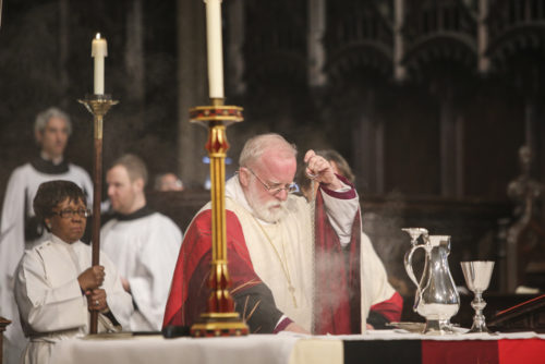 FEBRUARY 18 2015: Ash Wednesday was celebrated at Trinity Church in New York City with a mass conducted by Bishop Andrew Dietsche. FEBRUARY 18 2015: Ash Wednesday was celebrated at Trinity Church in New York City with a mass conducted by Bishop Andrew Dietsche.