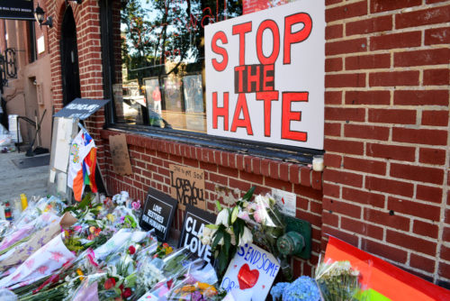 New York City, USA - June 13, 2016: Memorial outside the landmark Stonewall Inn for the victims of the mass shooting at Pulse nightclub in Orlando, Florida. New York City, USA - June 13, 2016: Memorial outside the landmark Stonewall Inn for the victims of the mass shooting at Pulse nightclub in Orlando, Florida.