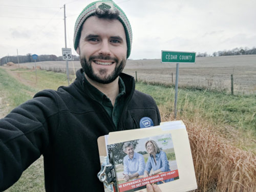 Zach Whals, canvassing in Iowa