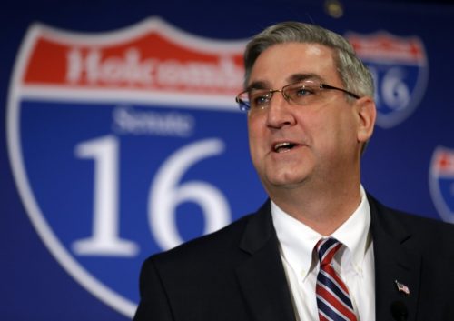 FILE-This March 26, 2015 file photo shows Eric Holcomb as he announces that he will run for the U.S. Senate. Holcomb dropped out of the race and replaced Mike Pence as the gubernatorial candidate when Pence became Trump's choice for Vice President. FILE-This March 26, 2015 file photo shows Eric Holcomb as he announces that he will run for the U.S. Senate. Holcomb dropped out of the race and replaced Mike Pence as the gubernatorial candidate when Pence became Trump's choice for Vice President.
