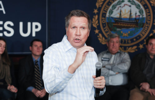 Ohio Governor John Katich speaks at the Stone Church in Newmarket, New Hampshire, on January 17, 2016, during the New Hampshire presidential primary. Ohio Governor John Katich speaks at the Stone Church in Newmarket, New Hampshire, on January 17, 2016, during the New Hampshire presidential primary.