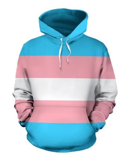 A sweater in the colors of the transgender flag